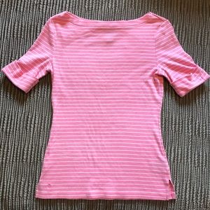 EUC Ralph Lauren Pink Stripe Boatneck Shirt